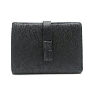 Loewe compact bi fold wallet black calfskin leather
